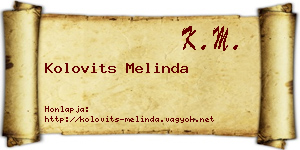 Kolovits Melinda névjegykártya